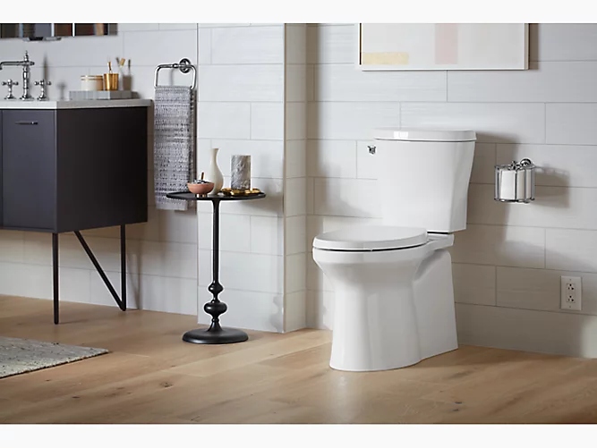 Two-piece elongated 1.28 gpf toilet with ContinuousClean, skirted trapway, Revolution 360® swirl flushing technology and left-hand trip lever, seat not included-1